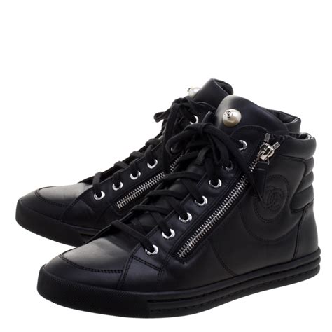 black chanel womens sneakers